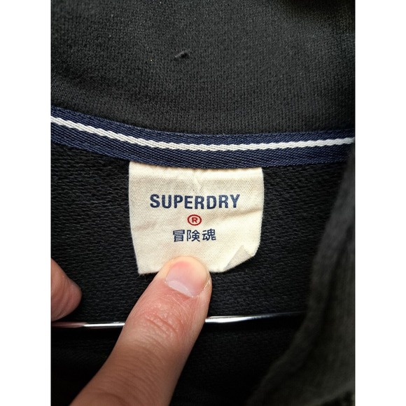 Superdry Mens Large Black Long Sleeve Pullover Hoodie Sweatshirt - Picture 7 of 12